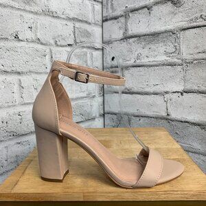 Madden Girl Sandals Beella 8 Nude Faux Leather Ankle Strap Block Heel Open Toe